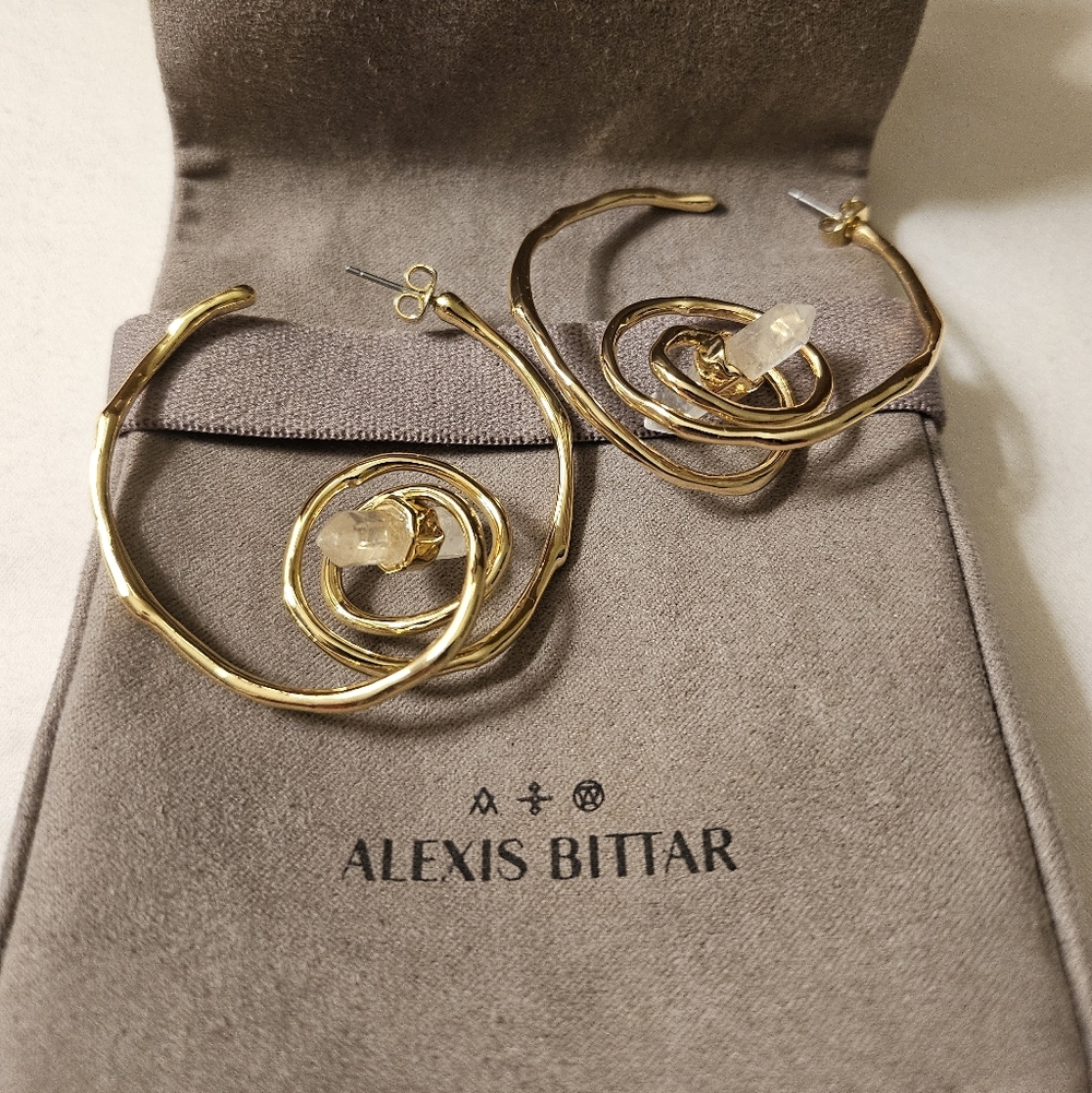 Alexis Bittar Gold Spiral Hoop Earrings